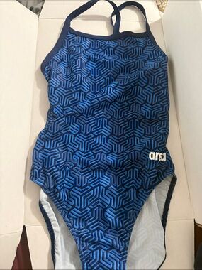 AREA Blue Geometric-Print Women's One-Piece Swimsuit